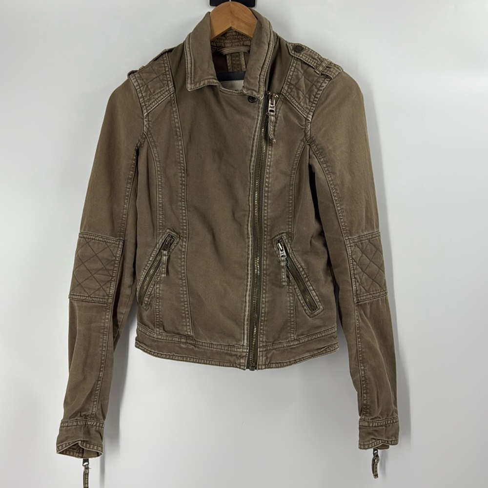 Abercrombie & Fitch Vintage army green jacket fall jacket front zip womens